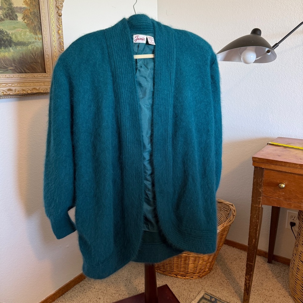 Pendleton Style Teal Blue Cardigan Sweater Relaxed Fit